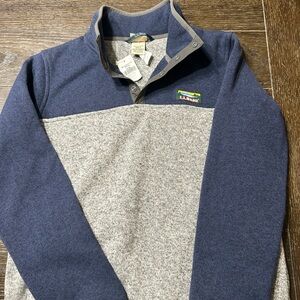 L.L. Bean Men's Navy and Heather Gray Zip-Up Sweater